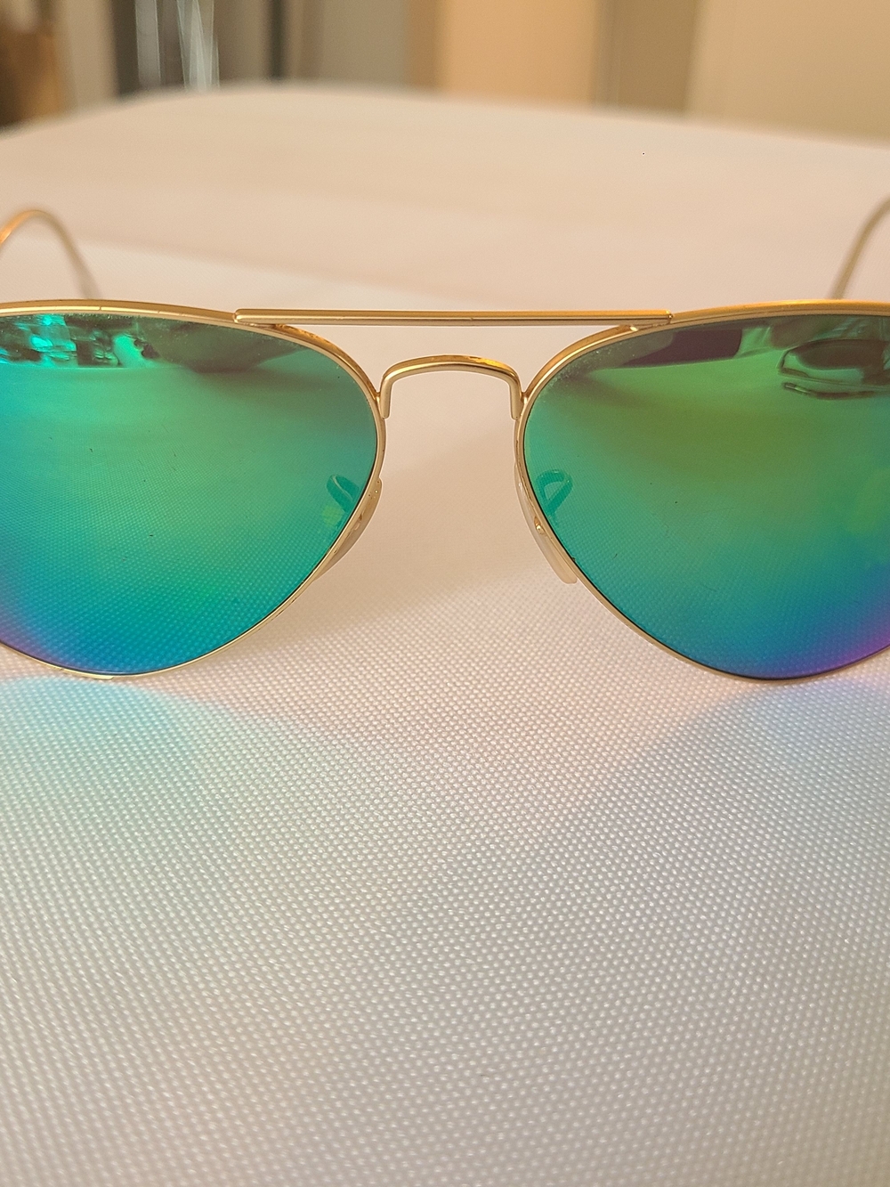 Gold Frame Aviator Sunglasses with Green Mirrored Lenses 58 14 112